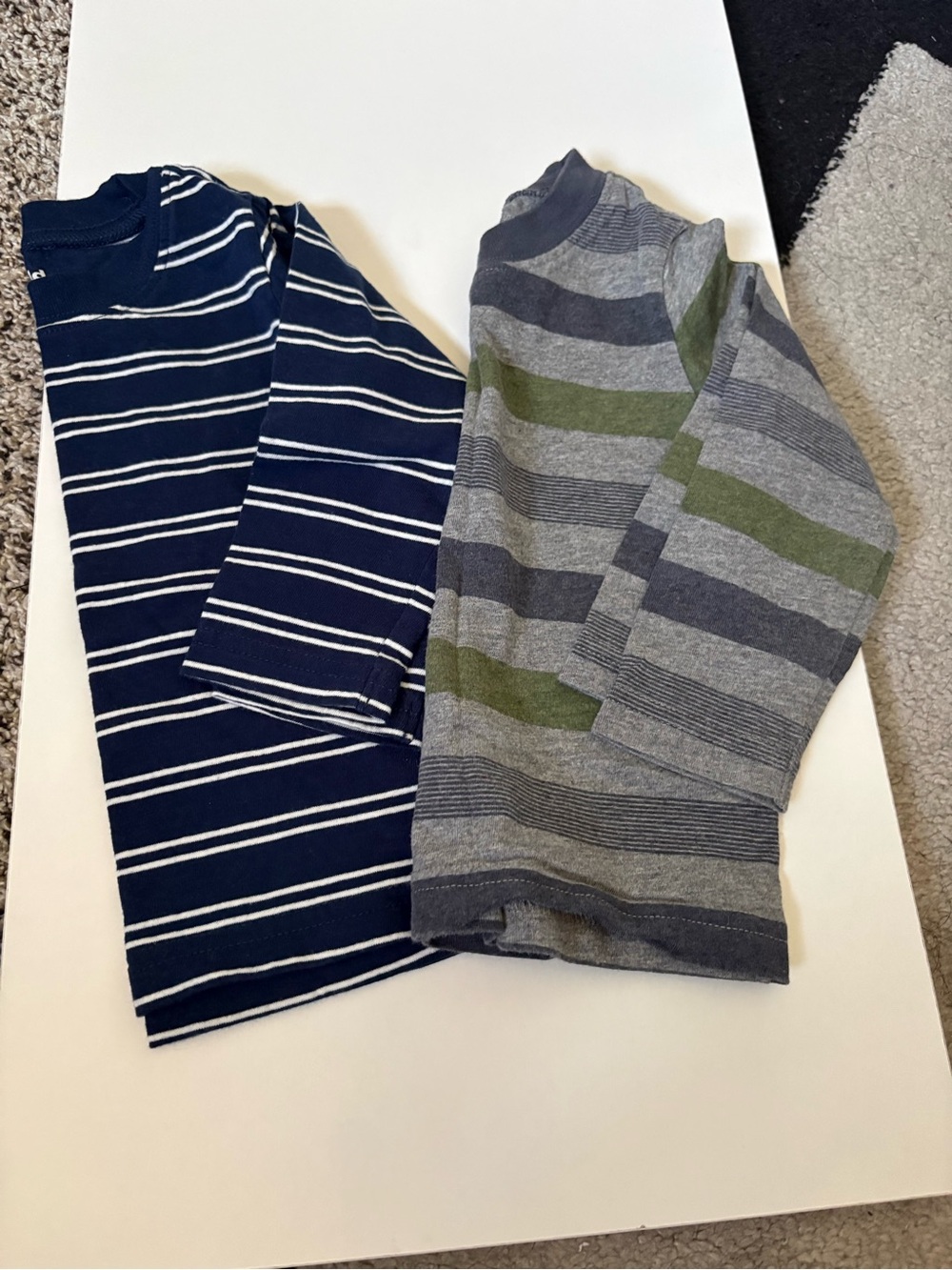 Carter's Navy & Gray Striped Boys Long Sleeves